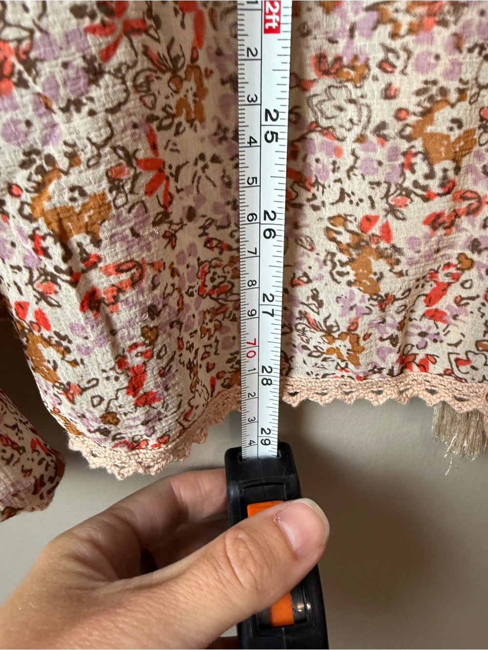 Free People Lola Floral Chiffon Kimono Cardigan Tie Front Lace Trim - Picture 7 of 7